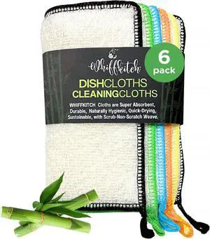 Dish Cloths & Dish Towels for Kitchen - Reusable Hygienic Quick Drying Durable Kitchen Washcloth Absorbent Scrub-Non-Scratch 6x7 Inches Multi Color 6 Pack