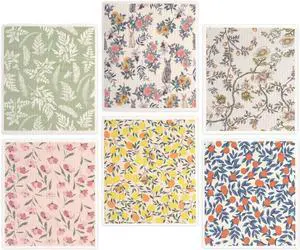 Swedish Dishcloths Dish Towels Set: 6 Packs Cellulose Sponge Cloths Reusable Cleaning Cloths for Kitchen Absorbent Reusable Paper Towels Dish Cloth Non-Scratch No Odor (Fruit Flower)