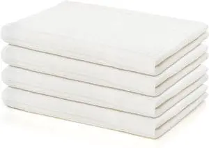 Dishcloths 100% Turkish Cotton Dish Towels Waffle Pattern Hand Towels 12x12 Premium Towels for Kitchen Ultra Soft & Absorbent Washcloths 4 Packs Reuseable Lint Free (White)