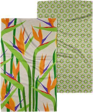 Kitchen Towels - Quick Dry Microfiber Cloth Dish Towels for Kitchen Drying - Premium Quick Dry Towel (Paradise Play 18 x 30 (2-Pack Set))