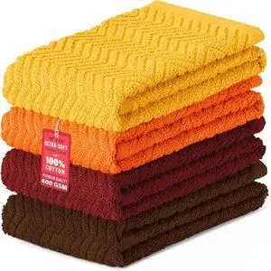 100% Cotton Kitchen Towels 15 x 25 Absorbent Dish Towels [Premium Quality 400 GSM] Fall Set (Pack of 4)