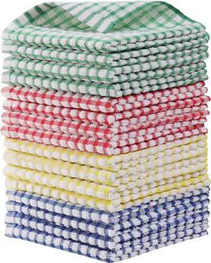 16 Packs Kitchen Dishcloths 12x12 Inches 100% Cotton Kitchen Dish Cloths for Washing Dishes Scrubbing Wash Cloths Dish Towels Sets (Mix Color)