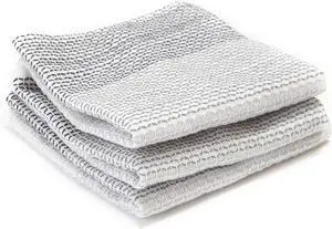 Tidy 100% Organic Cotton Dish Cloths Set of 3 Grayscale