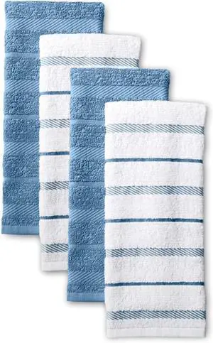 Albany Kitchen Towel 4-Pack Set Blue Velvet /White 16x26