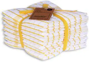 Kitchen Dish Cloths Set of 8 - Ultra Soft Highly Absorbent Quick-Drying Terry Cotton Dishcloths 12x12 Inch Wash & Cleaning Cloths for Kitchen & Dishwashing (Yellow)