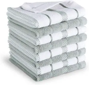 Albany Dishcloth 8 Pack Set Matte Grey/White 12x12
