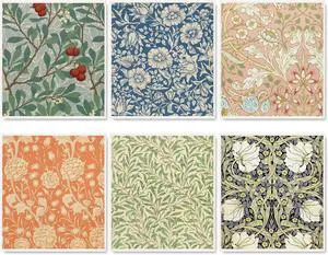 William Morris Swedish Kitchen Dishcloth Vintage Floral Absorbent Cotton Kitchen Towel Colorful Flower Dish Towel for Party Home Housewarming Cleaning Counter Wipes 7 x 8 Inch 6Pcs
