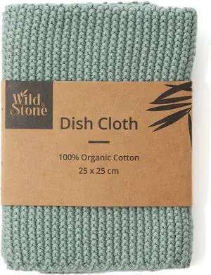 | Organic Cotton Dish Cloth | Eco-Friendly Kitchen Cloth | Biodegradable & Compostable Cleaning Cloth | Moss Green
