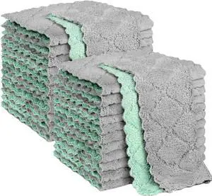 Kitchen Dish Cloth - 24 Pack Super Absorbent Coral Fleece Dish Cloths No Odor Reusable Dish Rags Premium Microfiber Cleaning Cloths Nonstick Oil Washable Fast Drying 6.3 x10.4