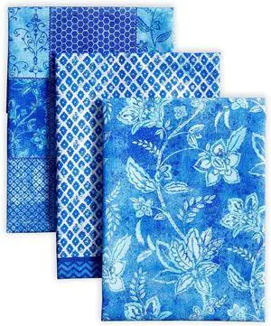 Maison d Hermine Dish Towels 100% Cotton Kitchen Towels Absorbent Dishcloth for Home Kitchen Dining Cocktail Parties & Camping Indigo Love - Spring/Summer (Set of 3)
