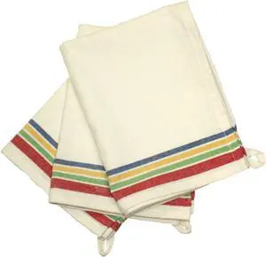 Aunt Marthas 18-Inch by 28-Inch Package of 3 Vintage Dish Towels Cotton Multi Striped MultiStripe