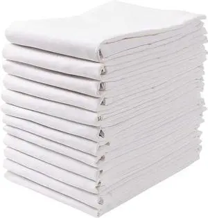 Flour Sack Towels for Kitchen 12 Pack 28x28 - Lint-Free White Flour Sack Dish Towels Super-Absorbent Cotton Tea Towels for Kitchen Drying Bread Proofing Baking Crafting Embroidery