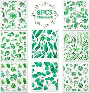 8 Pack Swedish Dish Cloths Washable Reusable Cleaning Kitchen Paper Towel Sponge Dishcloths Fast Drying Absorbent Hand Wipes Odorless Tea Towel for Kitchen Home Bar (Plants)