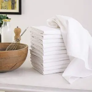 Flour Sack Dish Towels for Kitchen Set of 12 (27 x 27 Inches) Multi-use White Kitchen Towels 100% Cotton Highly Absorbent Hand Towels Tea Towels for Embroidery and Print - White