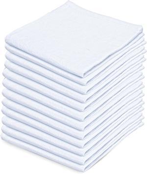 Dish Cloths Cotton| Kitchen Wash Cloth | Shop Towels Absorbent and Lint Free Flour Sack| Dishcloths for Kitchen Washing Dishes| Thick Absorbent Quick Dry Dish Rags | 12 Pack 13x13 White