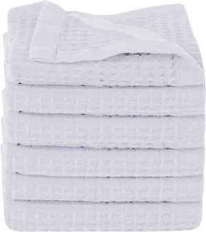 Dish Cloths| 100% Cotton Waffle Weave Kitchen Dish Cloths| Kitchen Wash Cloth| Shop Towels| Glass & Door Cleaning Cloth| Quick Absorbent and Lint Free| Quick Dry Dish Rags (Grey Classic Waffle 6 Pack)