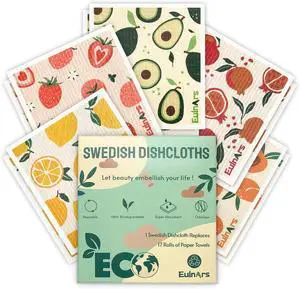 10 Pack Swedish Dishcloths Fruit Swedish Dishcloths for Kitchen Reusable Paper Towels Washable Biodegradable Non-Scratch Cellulose Sponge Cloths No Odor