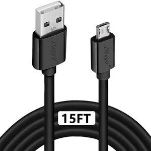 Micro USB Cable 15Ft Extra Long Controller Charger Compatible with PS4 PlayStation 4 Charger Cord Fast Android USB Charging Cable Black