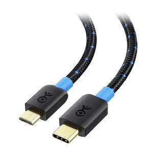 Braided USB C to Micro USB Cable - 3.3ft Micro-USB to USB-C Cable USBC to Micro-USB Cord for Wall Chargers Game Controllers & More Black