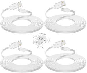 4-Pack 25 ft Extension Cable for WYZE Cam v4 WYZE Cam v3 and v3 Pro Camera Long Flat Micro USB Cord White