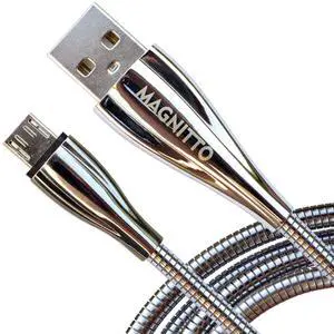 USB-A to Micro USB Fast Charging Cable Zinc Alloy Metal Braided Extra Durable USB2.0 Sync and Charging Cord Sync for Android Phones Devices 3 ft Silver Pets Chewing Proof