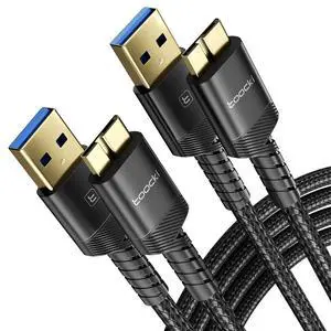 USB 3.0 Type A to Micro B Hard Drive Cable 1.5FT 5Gbps Micro B Cable Type A Male to Micro B External Hard Drive Cable Compatible with  Galaxy S5 Note 3 MacBook Air/Pro