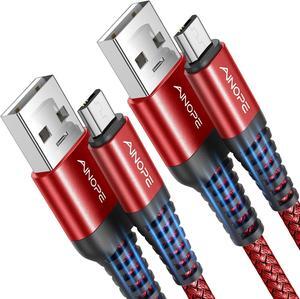 Micro USB Cable for Kindle [2Pack 6.6FT Red] USB Micro Cable Kindle Charger Cord Replacement Nylon Micro USB Charger Fit for  Galaxy S6 J7 Edge Note 5 Kindle Android Charger