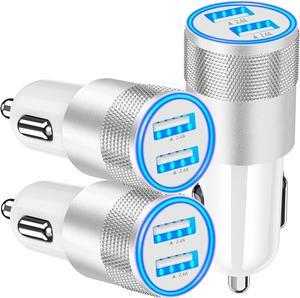 USB Car Charger 3Pack 4.8A USB Car Power Adapter Dual USB Fast Car Charging Cigarette Lighter USB Charger for iPhone 16 Pro/16 Pro Max/15/15 Pro/14/13/12/Galaxy S24/S23/S22/Pixel/iPad Pro