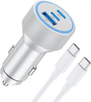 for iPhone 15/16 Pro Max Car Charger 67W 3-Port Fast USB C Car Charger Power Cigarette Lighter Adapter with 3FT USB C to C Cable for iPhone 15/16/Pro Max/Plus/16e iPad Pro/Air/Mini