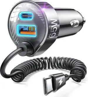 65W Car Charger USB C Fast Charging for iPhone 16 15 Pro Max Super Fast Type C Car Charger Adapter Fit iPhone 16e 15 Pro Max Plus iPad Pro  Galaxy S25 S24 Ultra Pixel Android Black