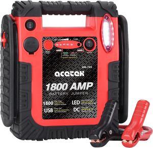 1800 Amp Car Jump Starter Portable Battery Charger 20000 mAh Emergency Supply Power Pack (Up to 6 L Gas or 6 L Diesel Engine) 12V Auto Lead-Acid Battery Booster with LED Light & USB Ports
