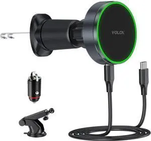 Magnetic Wireless Car Charger 15W Fast Charging Magsafe Compatible Automobile Air Vent/Dashboard Phone Holder Mount for iPhone 16/15/14/13 Strong Magnets/Suction USBC Cable & Adapter Included