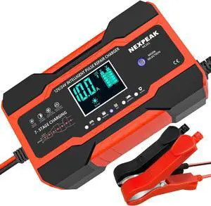 NC201 10-Amp Battery Charger Smart Trickle Charger 12V 24V Car Battery Charger Fully Automatic Maintainer Desulfator w/Temp Compensation for Car Truck Lawn Mower Boat Marine Batteries