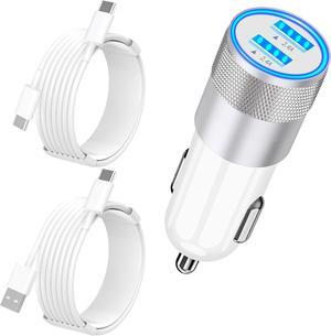 [ MFi Certified] iPhone 16 Fast Car Charger 4.8A Dual USB Car Charger Adapter USB-C Fast Charging Cigarette Lighter with 2Pack Type-C Cable for iPhone 16/16 Pro Max/15/15 Pro/iPad Pro