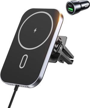 for for MagSafe Car Mount Charger with Adapter, 360° Rotation Magnetic Wireless iPhone Car Charger for Air Vent, Compatible with iPhone 16/15/14/13/12 Series
