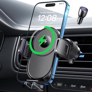 Wireless Car Charger 15W Fast Charging Auto Clamping Car Phone Holder Wireless Charger Air Vent Car Phone Mount fit for iPhone 15 14 13 12 Mini Pro Max 11 XR XS X  Galaxy S23 S22 S21+