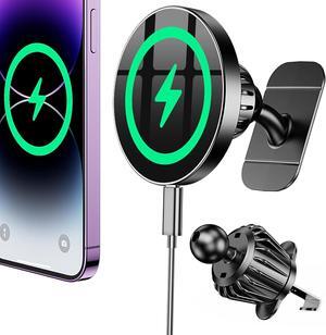 for MagSafe Car Mount ChargerStronger Magnets iPhone Magnetic Wireless Car ChargerDashboard+Vent for Magsafe Charger Cell Phone Car Mount for iPhone 16 Pro Max 15 14 13 12 MagSafe Cases