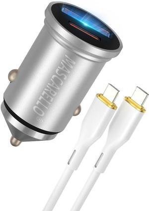 Mini Car Charger 40W USB C Fast Charging Adapter Compatible iPhone Type C Car Charger with Cigarette Lighter Plug Automobile Chargers for Cell Phone Car USB Charger Multi Port (Silver-1)