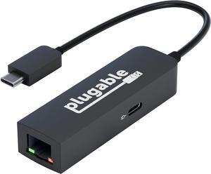 Plugable USB C to Ethernet Adapter 2.5Gb with 100W USB-C PD Charging, 2.5 Gigabit Type C USB Ethernet Adapter for Windows, MacBook, Chrome, iPad, Surface, XPS, Thunderbolt 4, USB4 (USBC-E2500PD)
