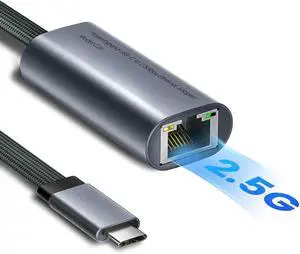 USB C to Ethernet Adapter for Laptop 2.5Gbps - USB-C to Ethernet RJ45 Gigabit Network USBC Compatible with MacBook Pro Air 2018 Later Thunderbolt XPS Type C 2.5GB for Desktop PC