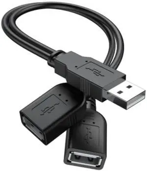 2025 Upgraded USB 2.0 A Male to 2 Dual USB Female Jack Y Splitter Hub Power Cord Extension Adapter Cable