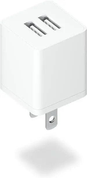 USB Wall Charger Block Charging Adapter 5V 2.1A Dual USB-A Port Charging Cube USBA Charge Power Compatible with iPhone 15 14 13 12 11 Pro Max 10 SE X XS Android  Kindle and More