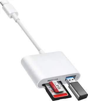 USB C to SD Card Reader SD Card Adapter with SD MicroSD USB 3 Ports USBC Memory Card Reader for iPhone 15 16 iPad Mac MacBook Pro/Air Android and More USB-C/Type C Devices