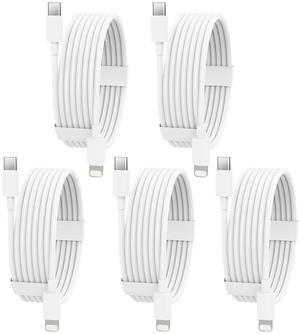 USB C to Lightning Cable 5 Pack 6FT [ MFi Certified] iPhone Fast Charger Fast Charging Type c to Lightning Cable for iPhone 14 13 12 11 Pro Max Xr Xs 8 and More - White AK00001