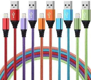 iPhone Charger 10FT 5Pack  MFi Certified Lightning Cable Fast Charging Nylon Braided USB-A to Lightning Compatible with iPhone 14/13 mini/14/13/12/11 Pro MAX/XR/XS/8/7/Plus/6S/SE/iPad