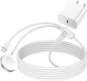 for  Watch and iphone 15 16 Charger 2 in 1 Magnetic Charging Cable 20W USB C Fast Charging Block for iWatch Series SE/10/9/8/7/6/5/4/3/2/1&iPhone 15 Pro Max/iPad 12.9/11/10.9/Air 5/4 Charger Cord