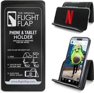 Airplane Phone Holder Flexible Tablet and Cell Phone Holder Folding Cellphone Stand for Desk Bed Office Treadmill - Airplane Accessories Long Flight Travel - Plane Essentials (Black)
