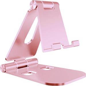 Cell Phone Stand for Angle Height Adjustable Desk Sturdy Aluminum Metal Phone Holder for iPhone iPad Mobile Phone All Android Smartphone Desktop Pink