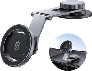 Fits MagSafe Car Mount for Universal Dashboard Tesla Screen Magnetic Phone Holder for Car Foldable Aluminum Alloy Arm Super Stable Car Mount for iPhone 16 Pro Max 15 14 13 12&All Phones