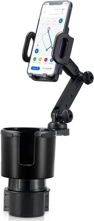 Car Cup Holder Expander Adjustable Base with Phone Mount 360 Rotation Cup Holder Cell Phone Holder for Car Compatible with iPhone All Smartphones